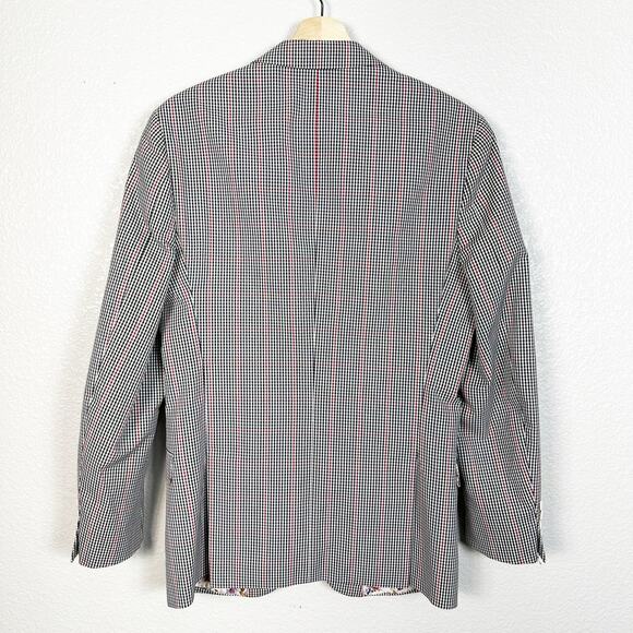 Paisley & Gray Mens Dover Notch Slim Fit Blazer Suit Jacket Black Red Check 40R - Picture 8 of 15